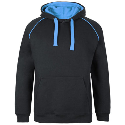 JB's Wear Contrast Fleecy Hoodie 3CFH in Black/Aqua, official supplier front product photo.