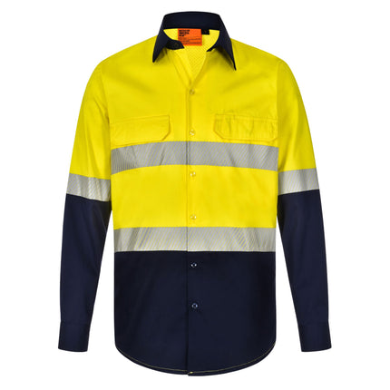 Winning Spirit Cool-Breeze Hi-Vis Long Sleeve Shirt - Branded Day & Night Cotton Workwear
