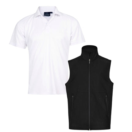 Winning Spirit Custom Workwear Bundle – 4 Polo Shirts + 2 Softshell Vests (Free Logo)