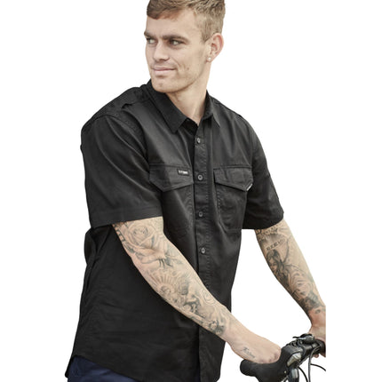The Syzmik Men’s Rugged Cooling Short Sleeve Work Shirt offers durable comfort with breathable cooling technology, ideal for demanding work environments.