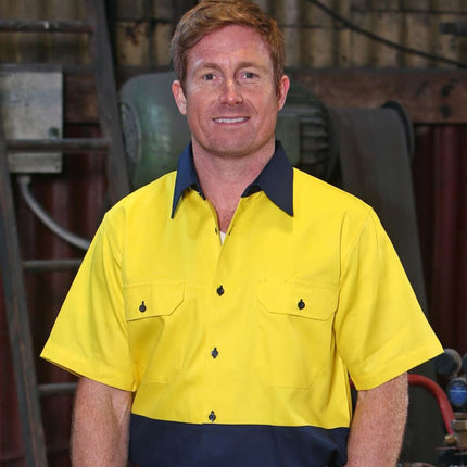 Winning Spirit Hi-Vis Short Sleeve Cotton Drill Shirt - Branded Day Uniform