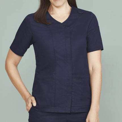 Biz Care Womens Parks Zip Front Crossover Scrub Top