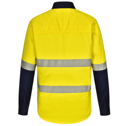 Hi-vis Long Sleeve Light Weight Cotton Safety Shirt with Segmented Tape
