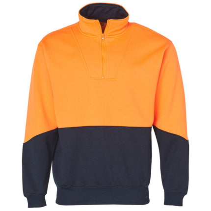 Hi Vis Long Sleeve Half Zip Fleece Sweater – Day Use Safety (Free Logo)