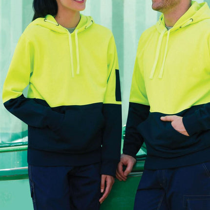 Hi-Vis Two-Tone Fleecy Hoodie – Unisex Fit, Custom Logo Print Included