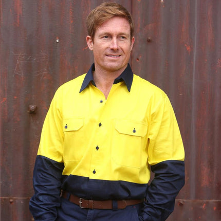 Winning Spirit Hi-Vis Long Sleeve Cotton Drill Work Shirt - Branded Day Uniform