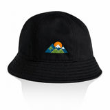 AS Colour Women's Brim Bucket Hat 1179 Black with example mountain embroidery, product-only