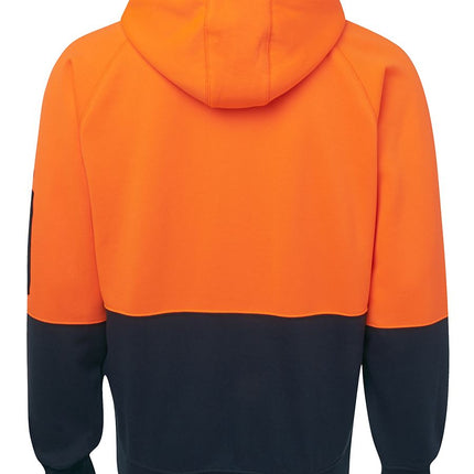 JB's Wear Mens Hi Vis Fleecy Hoodie-Lime/Navy