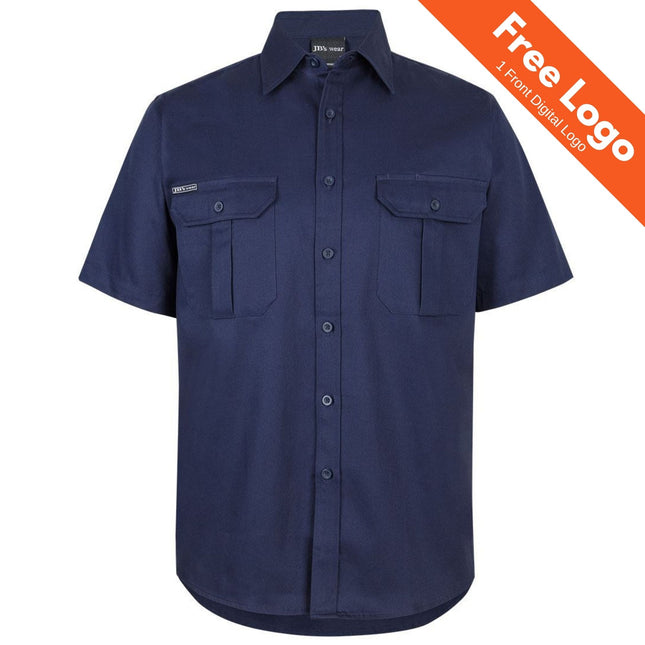 Men's Durable Short Sleeve Work Shirt - 190gsm Cotton Drill
