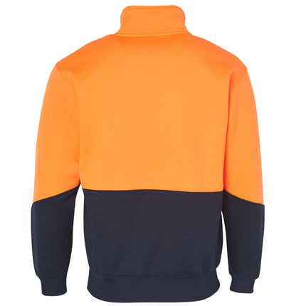 Hi Vis Long Sleeve Half Zip Fleece Sweater – Day Use Safety (Free Logo)