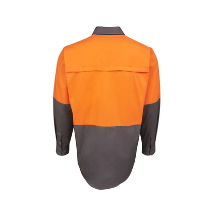 Hi-Vis Long Sleeve Cotton Work Shirt – UPF 50+, Day Use Compliant, Custom Print Included