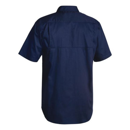 The Bisley Men's Cool Lightweight Drill Short Sleeve Shirt offers durability and comfort with its breathable drill fabric, perfect for demanding work environments.