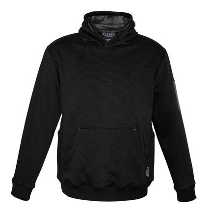 Syzmik Unisex Multi-Pocket Hoodie ZT467 in Black/Charcoal, official supplier front product photo.