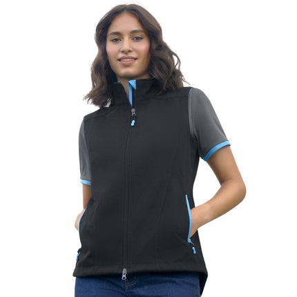 The Biz Collection Women's Geneva Softshell Vest offers a sleek, professional fit combined with practical weather resistance.