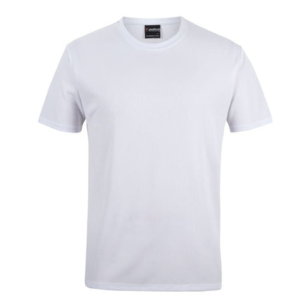 JB's Podium Poly T-Shirt in White, unbranded clean front view