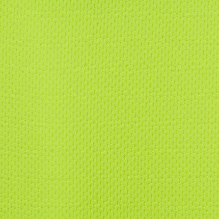 A macro shot of neon yellow fabric. The texture is a fine mesh with a pattern of small, interlocking diamonds.