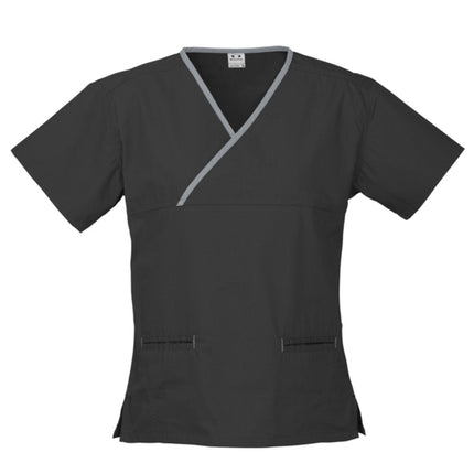Biz Care Classic Womens Contrast Crossover Scrub Top