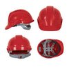 Red JB’s Wear 8S001 push-lock safety helmet shown from multiple angles
