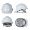 White JB’s Wear 8S001 push-lock safety helmet shown from multiple angles