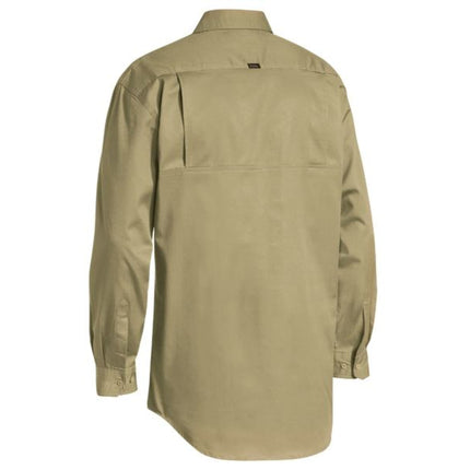 This Bisley men's long sleeve shirt combines lightweight, breathable drill fabric with a closed-front design for professional comfort and durability.