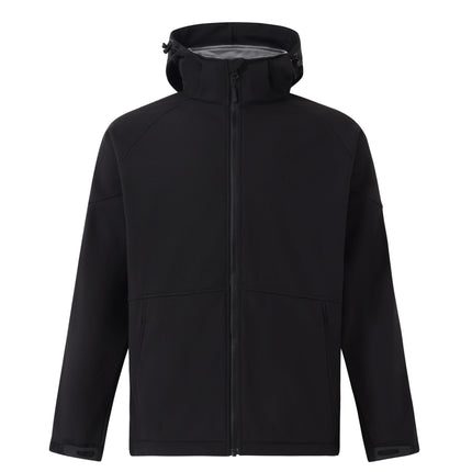 The Men's Aspen Performance Hooded Jacket offers reliable all-weather protection with its softshell design, keeping you comfortable in various conditions.