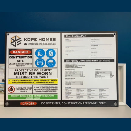 OHS / WHS Safety Sign – Custom Printed Corflute for Worksites