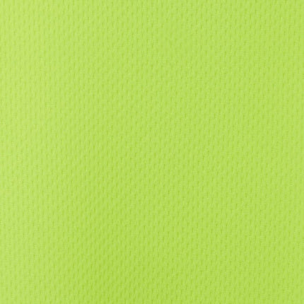 A macro shot of a neon yellow fabric. The texture is a fine mesh with a pattern of small, 100& Polyester.