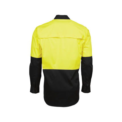 Hi-Vis Long Sleeve Cotton Work Shirt – UPF 50+, Day Use Compliant, Custom Print Included