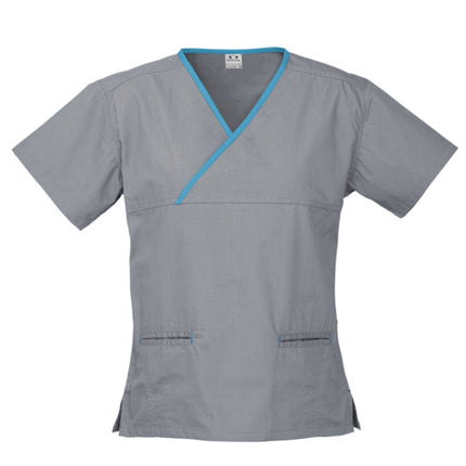 Biz Care Classic Womens Contrast Crossover Scrub Top