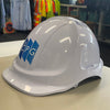 White hard hat with CPG front logo printing example