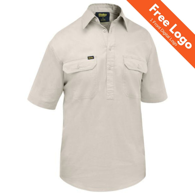 Cool Lightweight Short Sleeve Drill Shirt - Closed Front