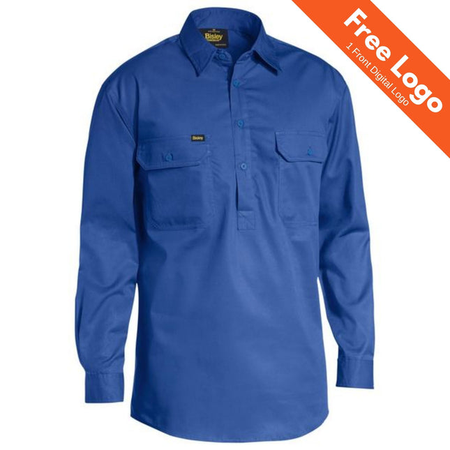 Cool Lightweight Long Sleeve Drill Shirt - Closed Front