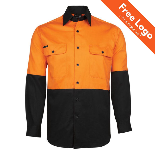 Hi-Vis Long Sleeve 150G Cotton Work Shirt