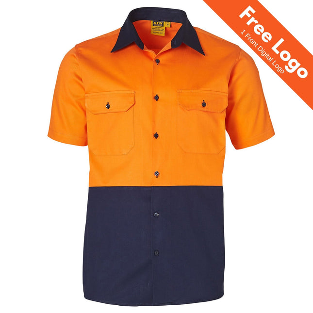 Hi-Vis Short Sleeve Cotton Drill Safety Shirt