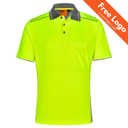Winning Spirit Bamboo Charcoal Hi-Vis Short Sleeve Polo