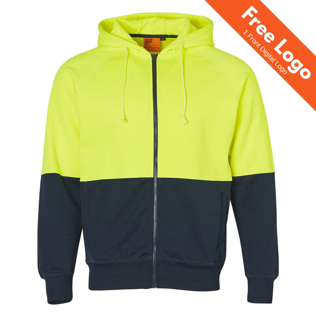Hi Vis Two Tone Full Zip Fleece Hoodie