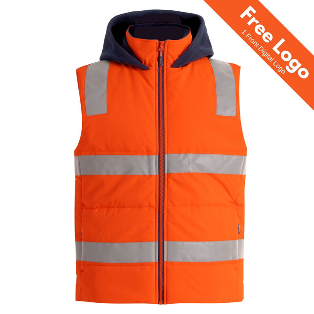Hi-Vis Day & Night  Hooded Puffer Vest