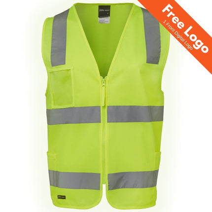 JB's Wear Hi Vis (D+N) Zip Safety Vest