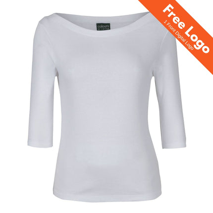 JB's Wear 3/4 Sleeve Boat Neck Tee