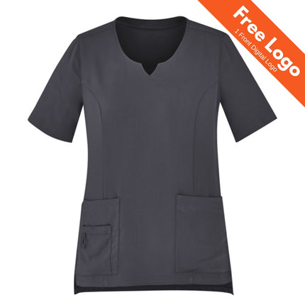 Biz Care Womens Avery Round Neck Scrub Top