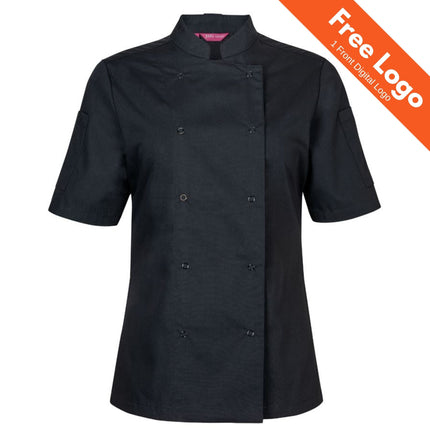 JB's Ladies Short Sleeve Snap Button Chef Jacket