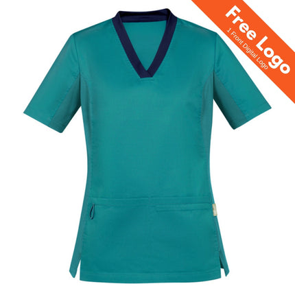 Biz Care Womens Riley Stretch Scrub Top