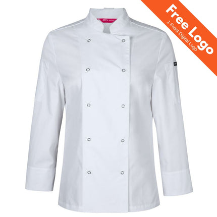 JB's Wear Ladies Long Sleeve Snap Button Chef Jacket