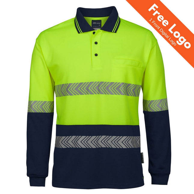 JB's Wear Hi-Vis Long Sleeve Segmented Tape Polo