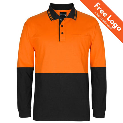 JB's Wear Hi-Vis Long Sleeve Cotton Polo