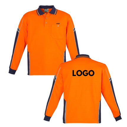 Syzmik Hi-Vis Safety Custom Workwear Bundle – 10 Long Sleeve Polo Shirts with Free Logo