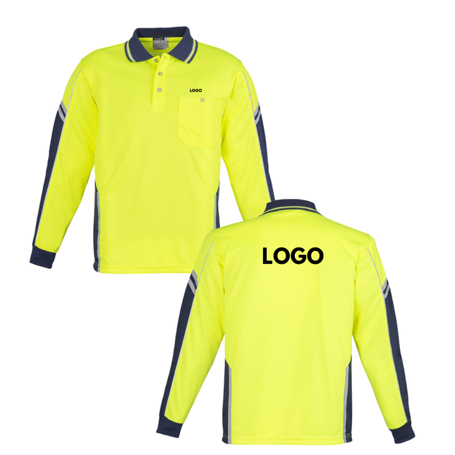 Syzmik Hi-Vis Safety Custom Workwear Bundle – 10 Long Sleeve Polo Shirts with Free Logo
