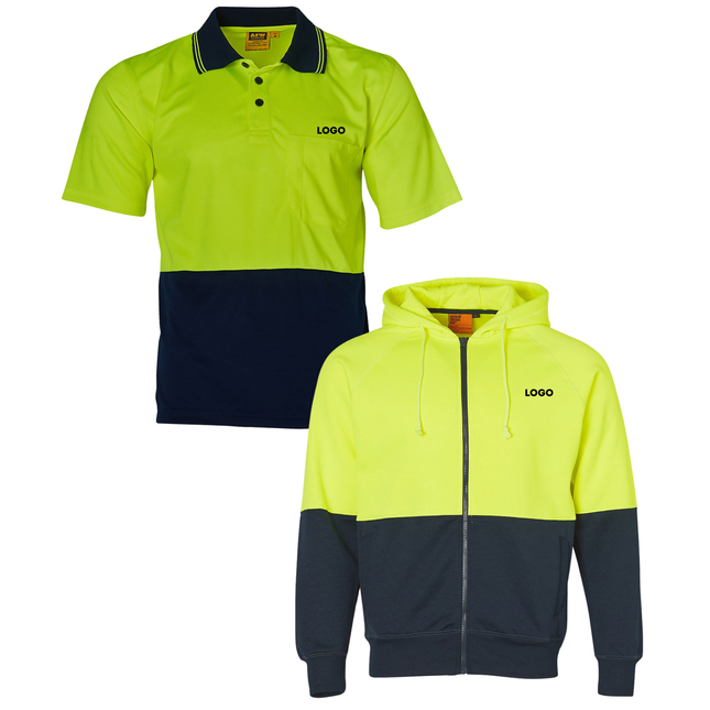 Winning Spirit Hi-Vis Safety Custom Workwear Bundle – 4 Polo Shirts + 2 Hoodies with Free Logo