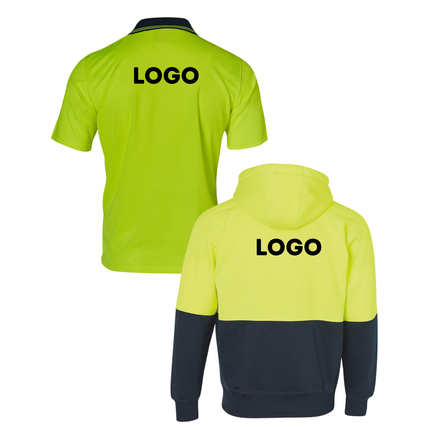 Winning Spirit Hi-Vis Safety Custom Workwear Bundle – 4 Polo Shirts + 2 Hoodies with Free Logo