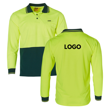 Winning Spirit Hi-Vis Safety Custom Workwear Bundle – 10 Long Sleeve Polo Shirts with Free Logo